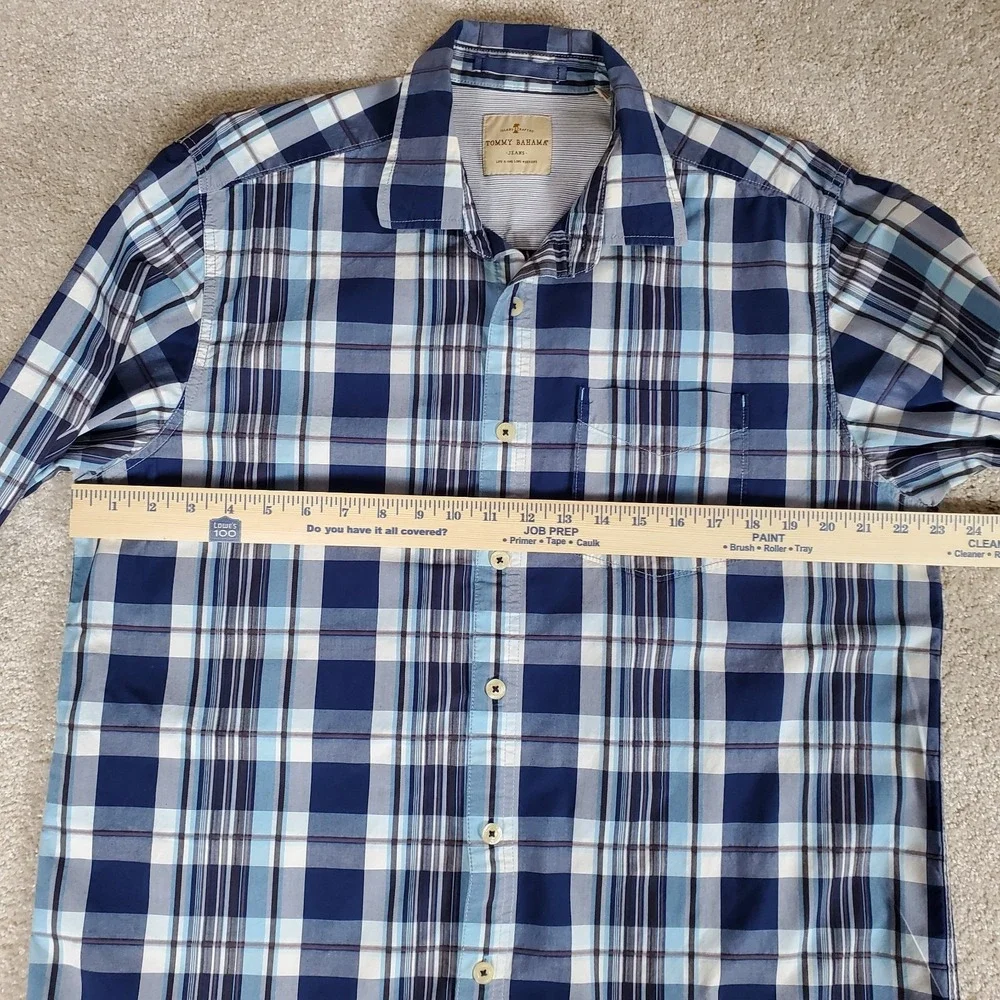 Tommy Bahama Men's Shirt Size‎ Large Blue Plaid Long Sleeve